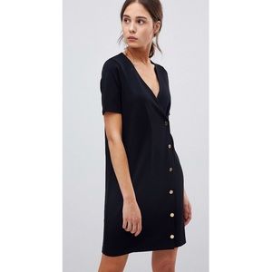 Button down v-neck dress